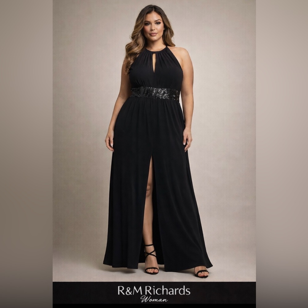 R&M Richards Elegant Black Maxi Dress